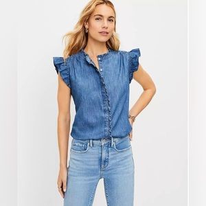 LOFT Jean Shirt 100% Cotton Size XL Petite